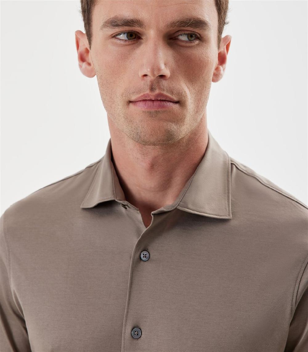 S.Moritz Camicia tortora da uomo in cotone jersey | S.Moritz Sito Ufficiale Sottocosto