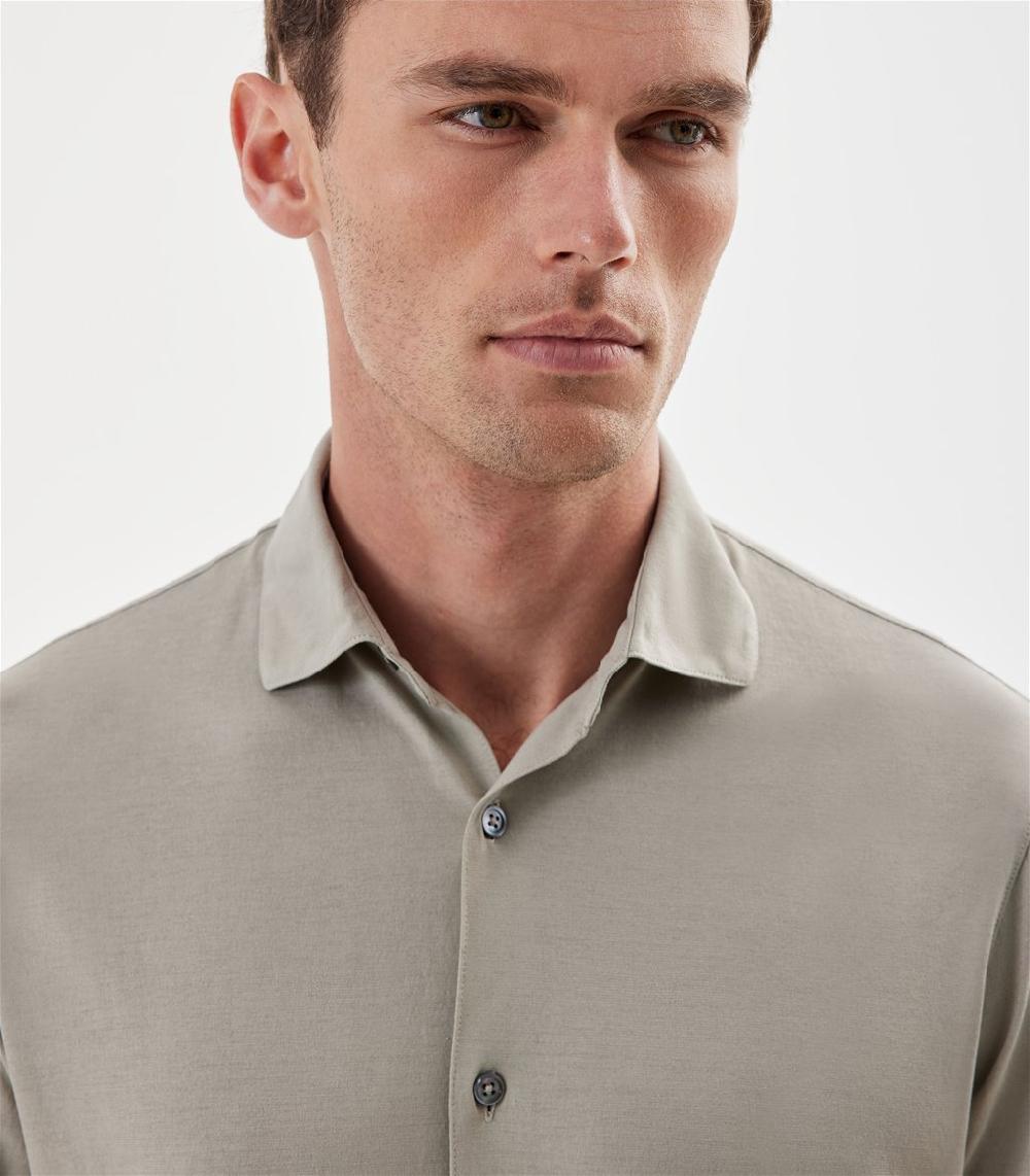 S.Moritz Camicia grigia da uomo in cotone crepe | S.Moritz Sito Ufficiale Sconto