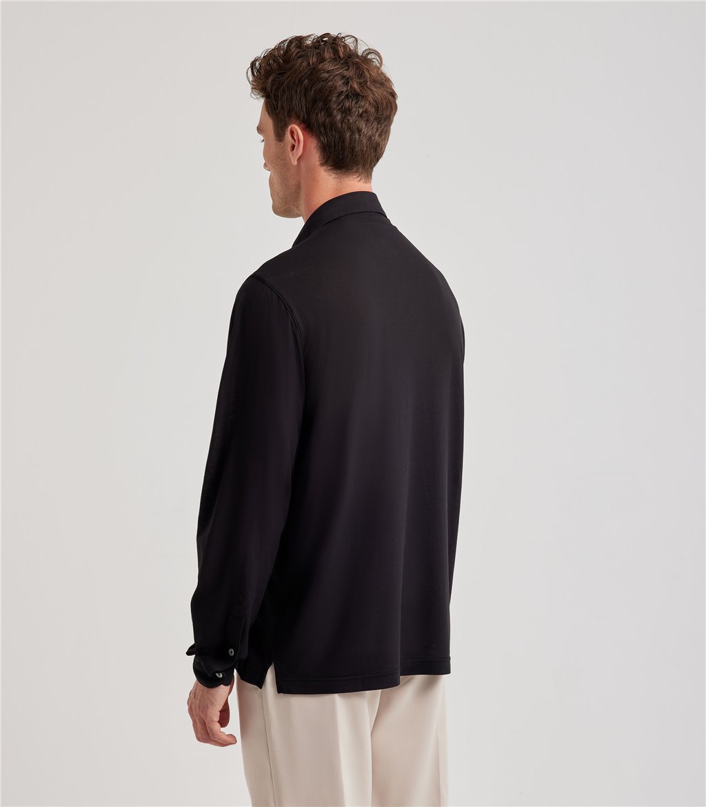 S.Moritz Camicia nera da uomo in cotone crepe | S.Moritz Sito Ufficiale Offerta