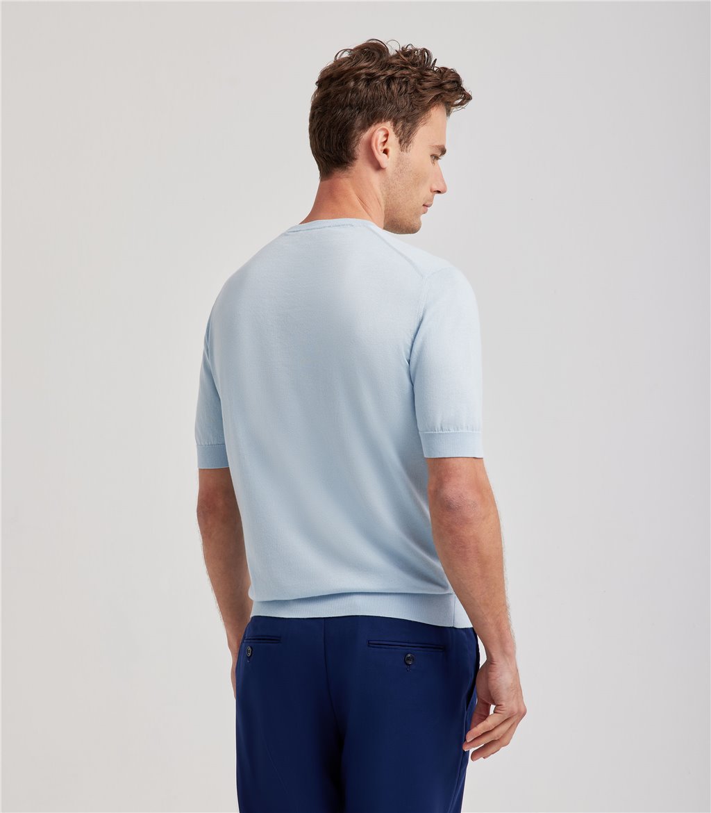 S.Moritz T-shirt celeste da uomo in cotone giza | S.Moritz Sito Ufficiale Saldi