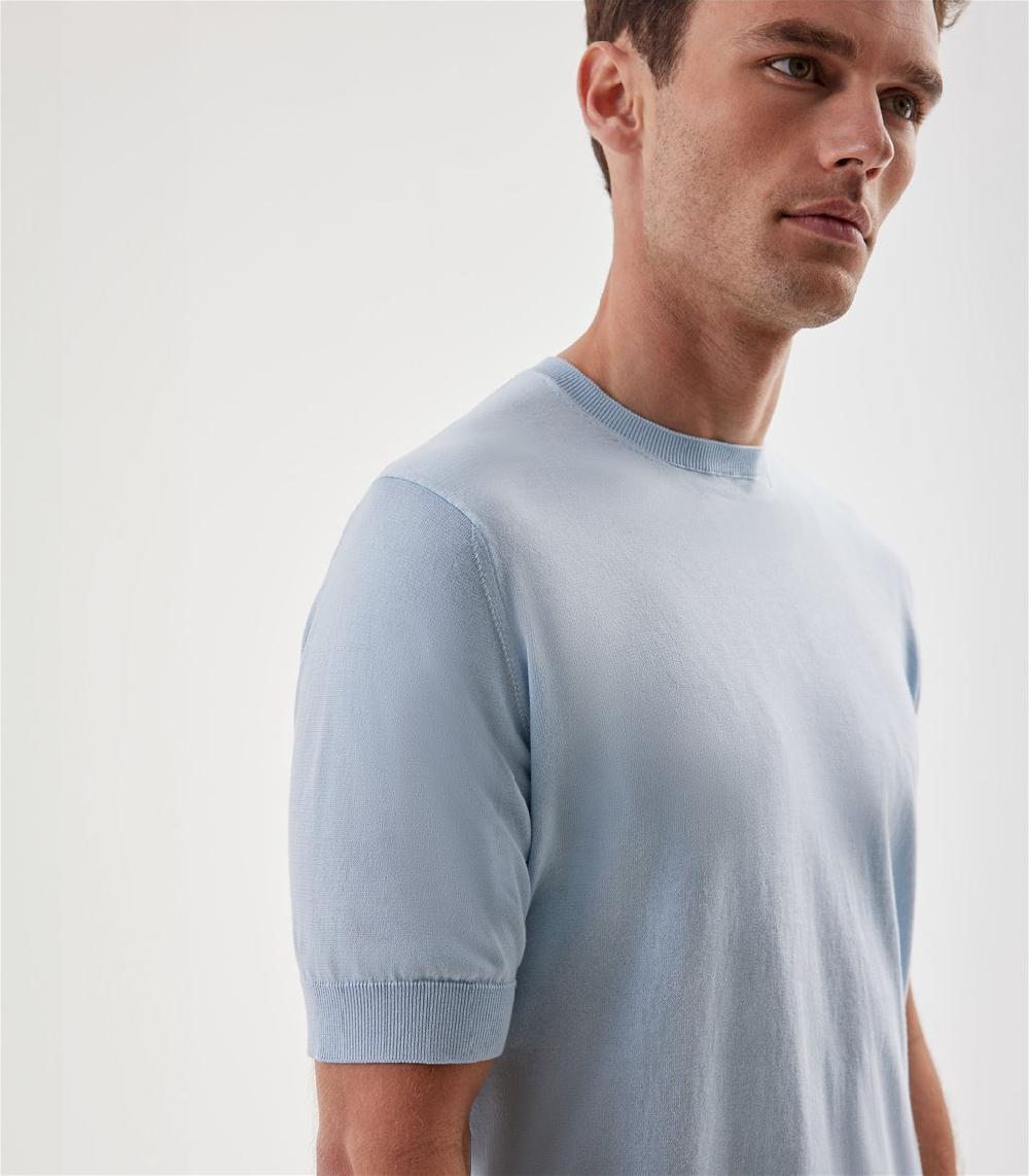 S.Moritz T-shirt celeste da uomo in cotone giza | S.Moritz Sito Ufficiale Saldi