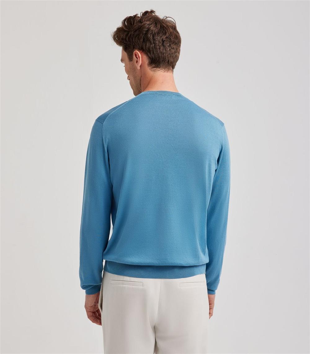 S.Moritz Maglia blu avio da uomo in cotone giza | S.Moritz Sito Ufficiale Vendita Calda