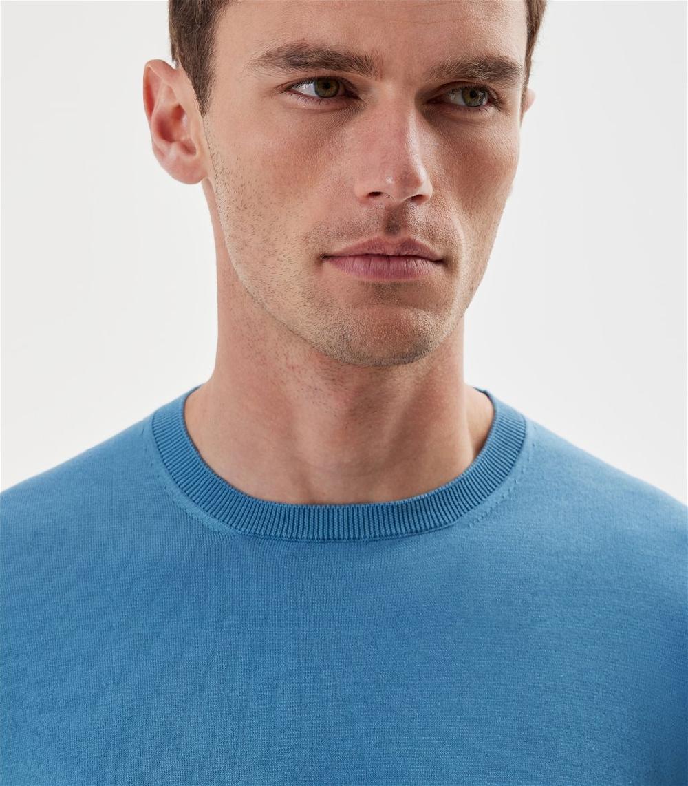 S.Moritz Maglia blu avio da uomo in cotone giza | S.Moritz Sito Ufficiale Vendita Calda