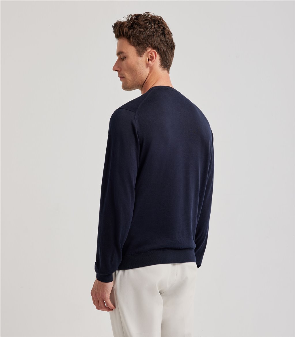 S.Moritz Maglia blu navy da uomo in cotone giza | S.Moritz Sito Ufficiale Saldi Di Fabbrica