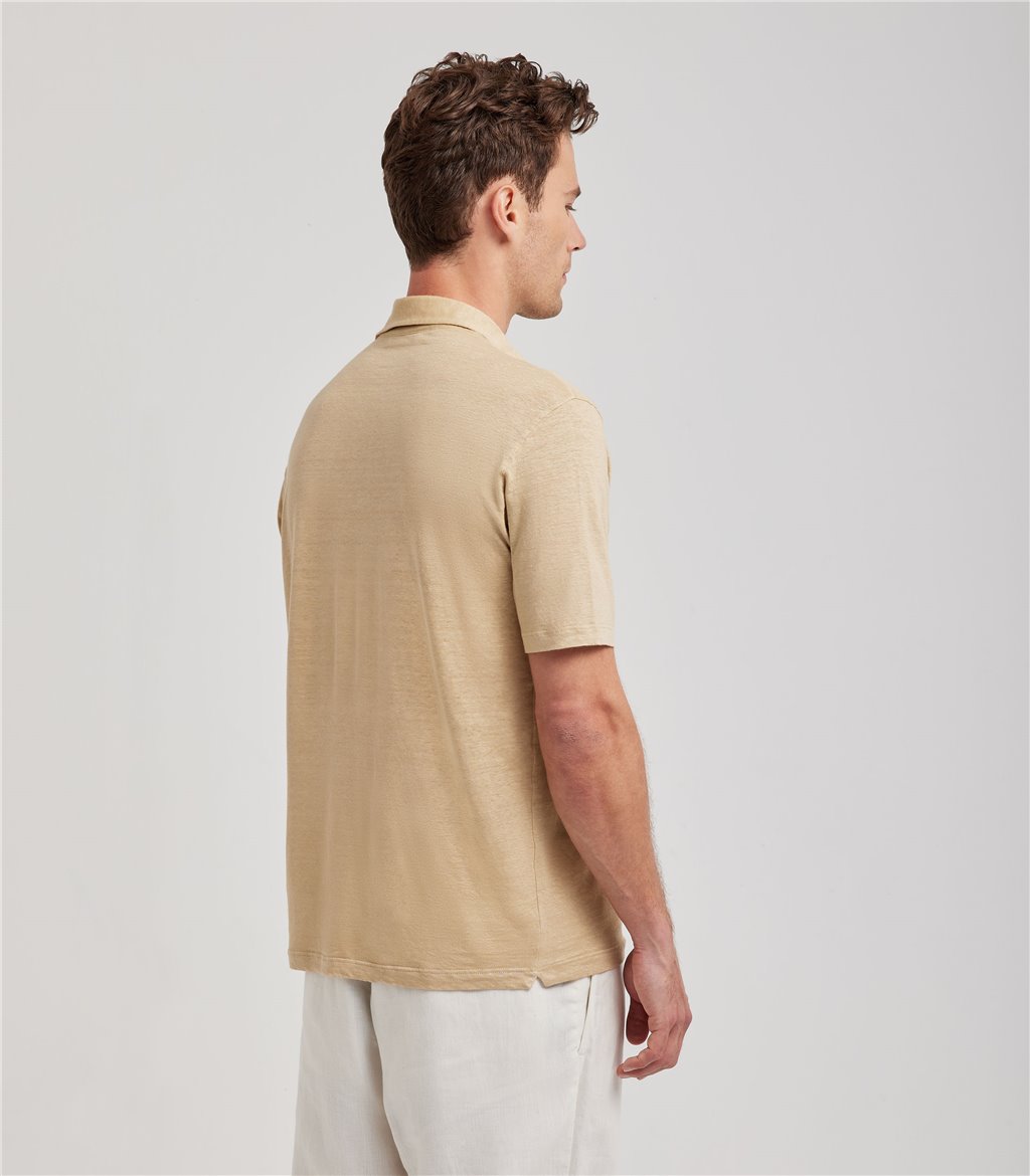 S.Moritz Polo skipper beige da uomo in jersey lino | S.Moritz Sito Ufficiale Spedizione Gratuita