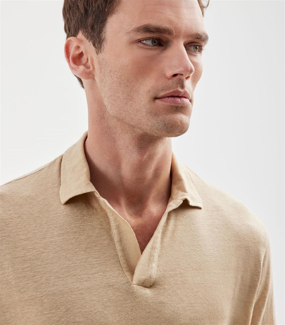 S.Moritz Polo skipper beige da uomo in jersey lino | S.Moritz Sito Ufficiale Spedizione Gratuita