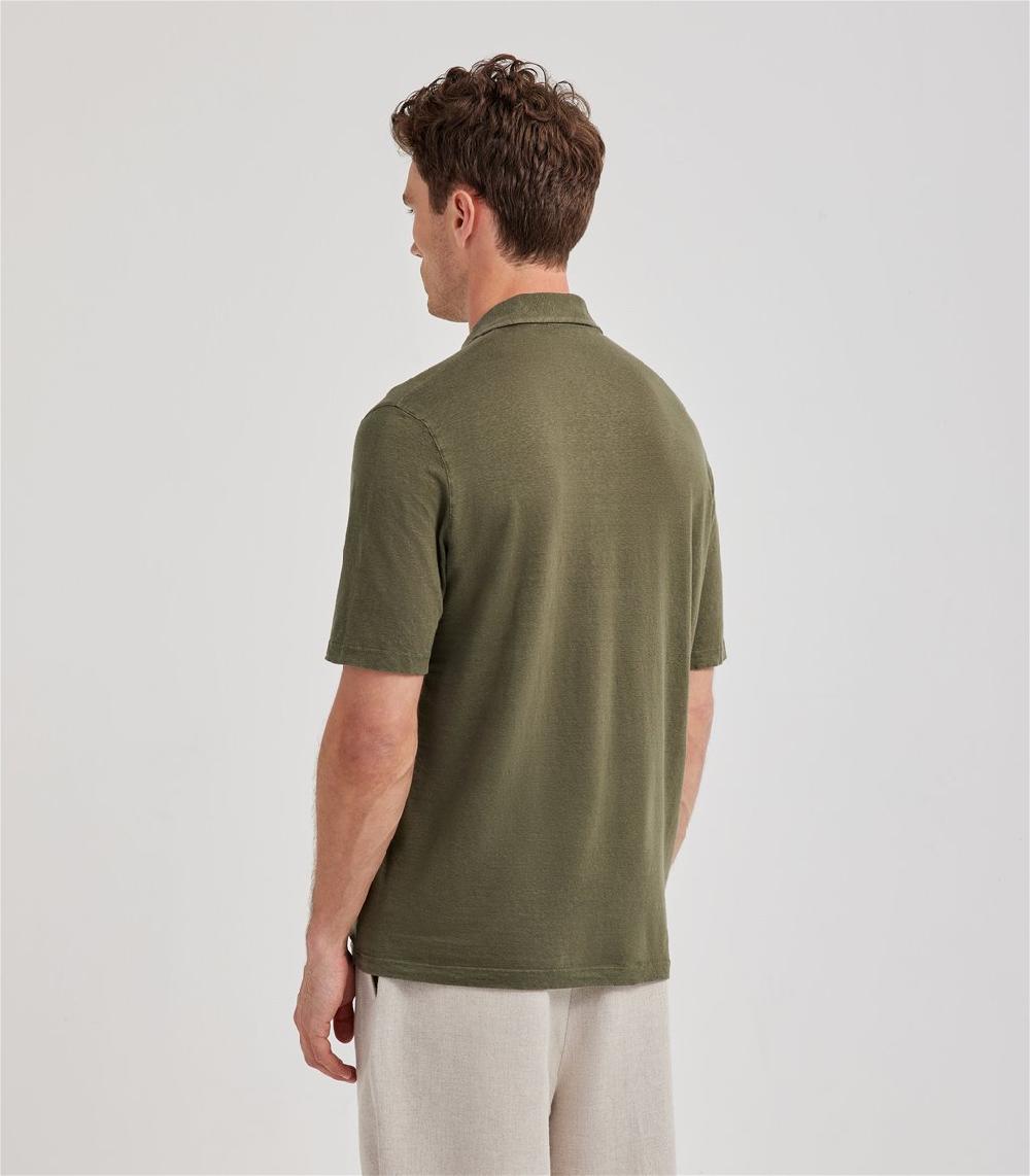 S.Moritz Polo skipper verde militare in jersey lino | S.Moritz Sito Ufficiale Pezzi Unici