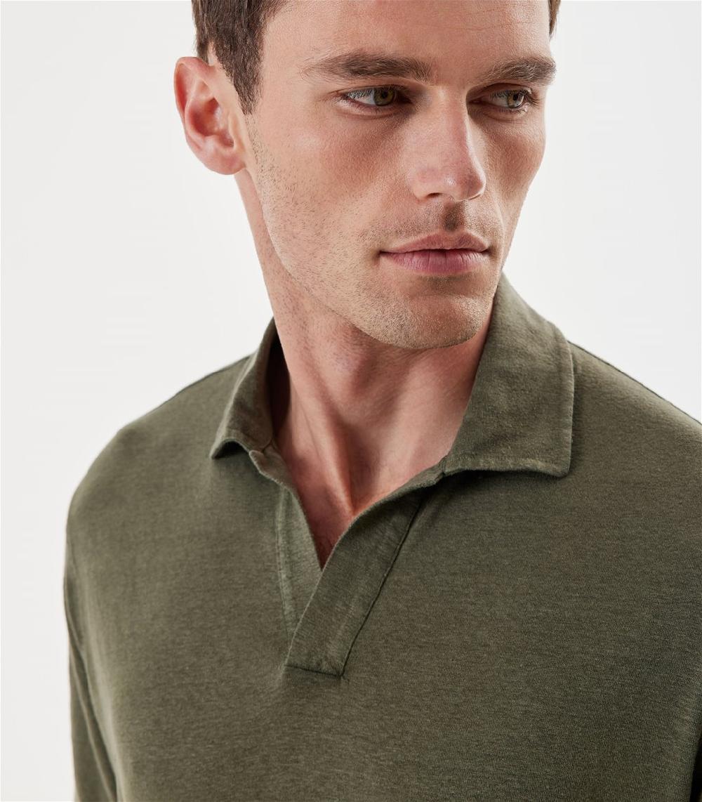 S.Moritz Polo skipper verde militare in jersey lino | S.Moritz Sito Ufficiale Pezzi Unici