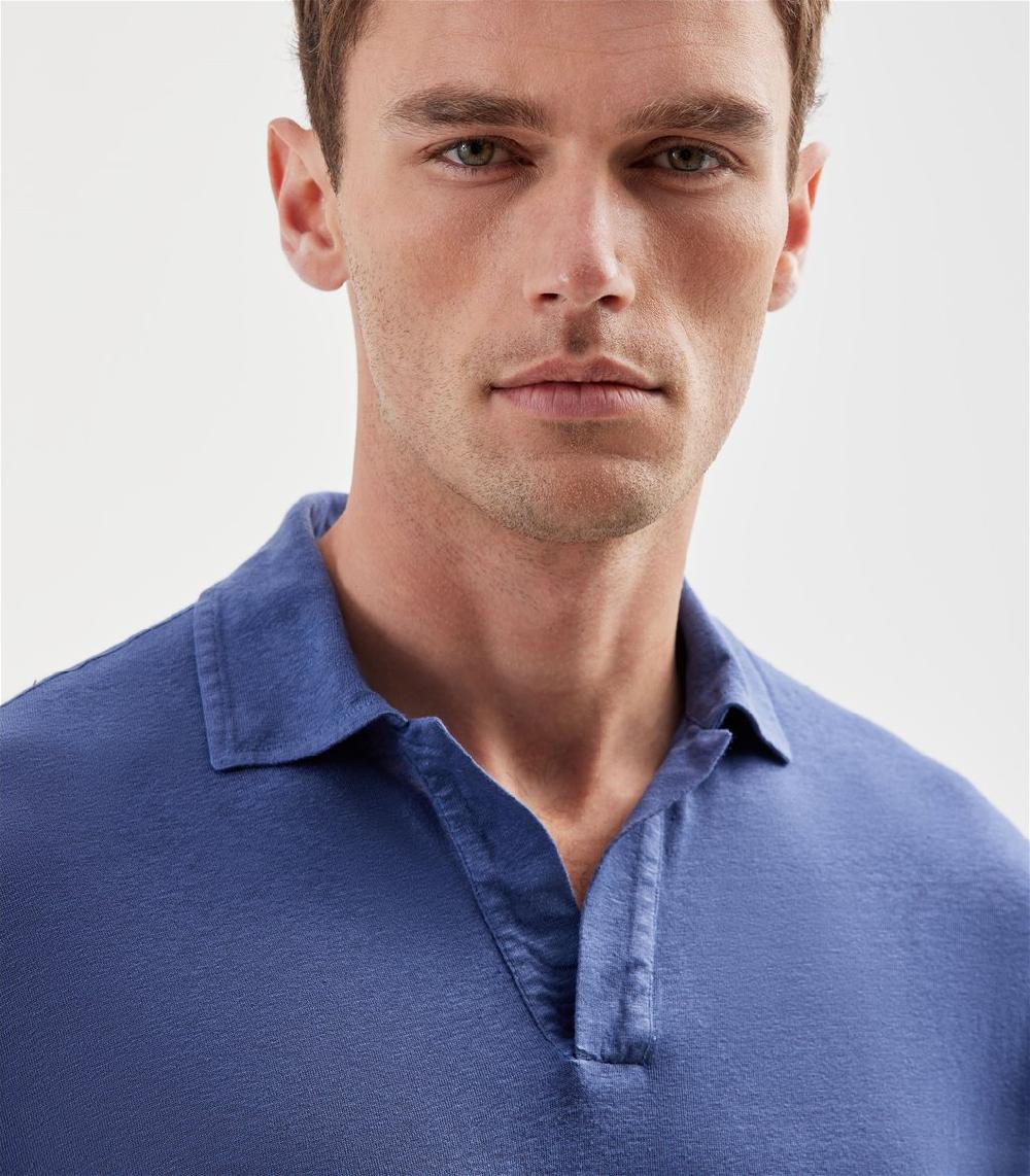 S.Moritz Polo skipper blu da uomo in jersey lino | S.Moritz Sito Ufficiale Negozi Online