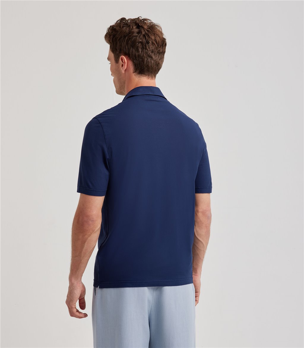 S.Moritz Polo indaco da uomo in cotone crepe | S.Moritz Sito Ufficiale Consegna Veloce
