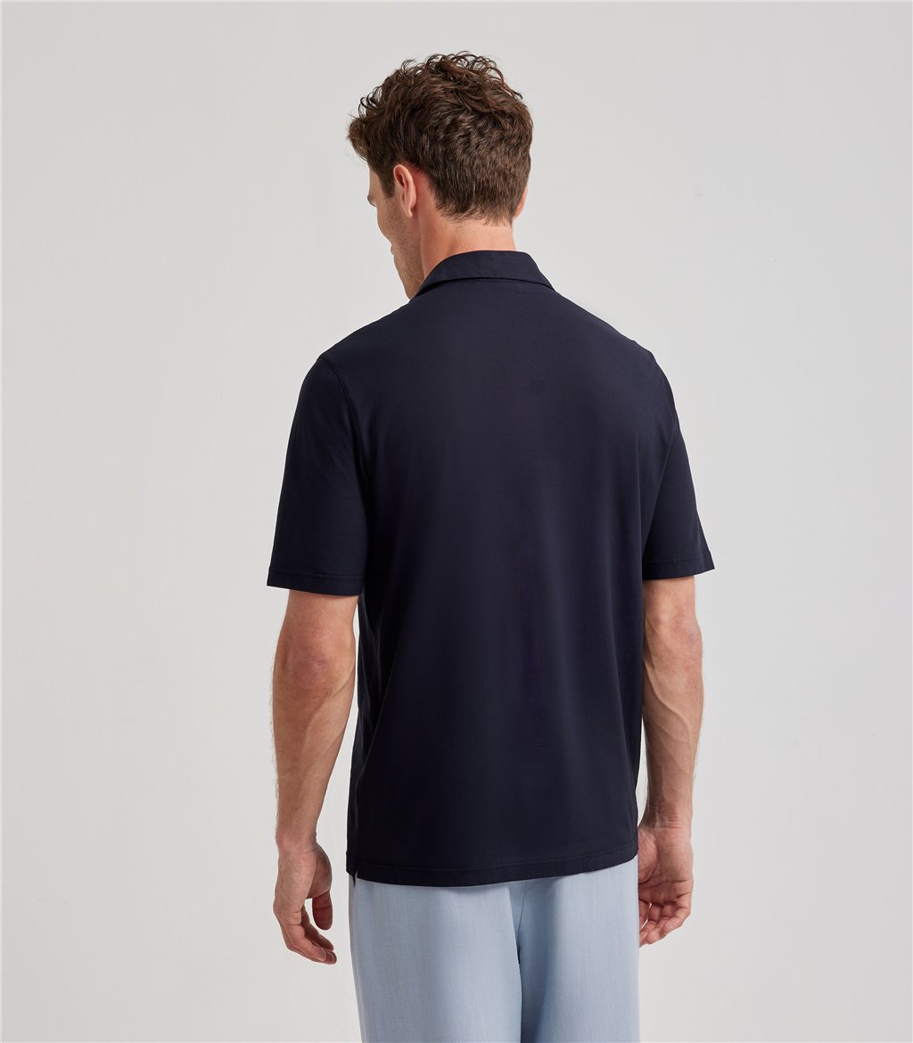 S.Moritz Polo blu navy da uomo in cotone crepe | S.Moritz Sito Ufficiale Promozione Limitata