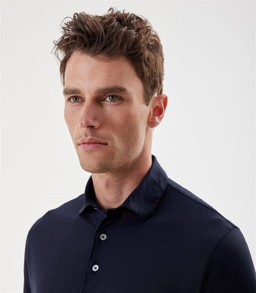 S.Moritz Polo blu navy da uomo in cotone crepe | S.Moritz Sito Ufficiale Promozione Limitata