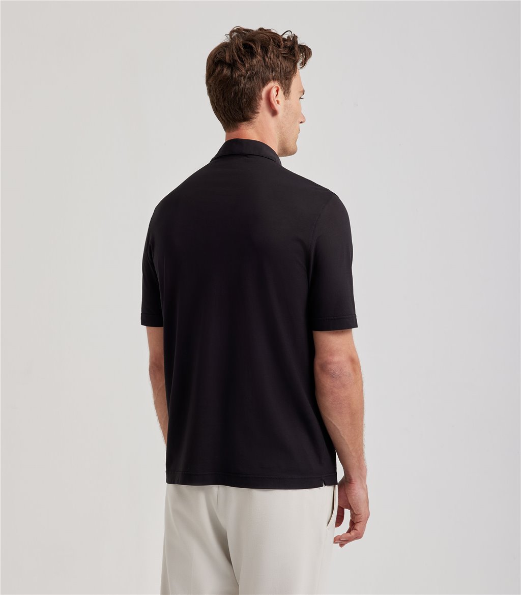 S.Moritz Polo nera da uomo in cotone crepe | S.Moritz Sito Ufficiale Affare Del Giorno