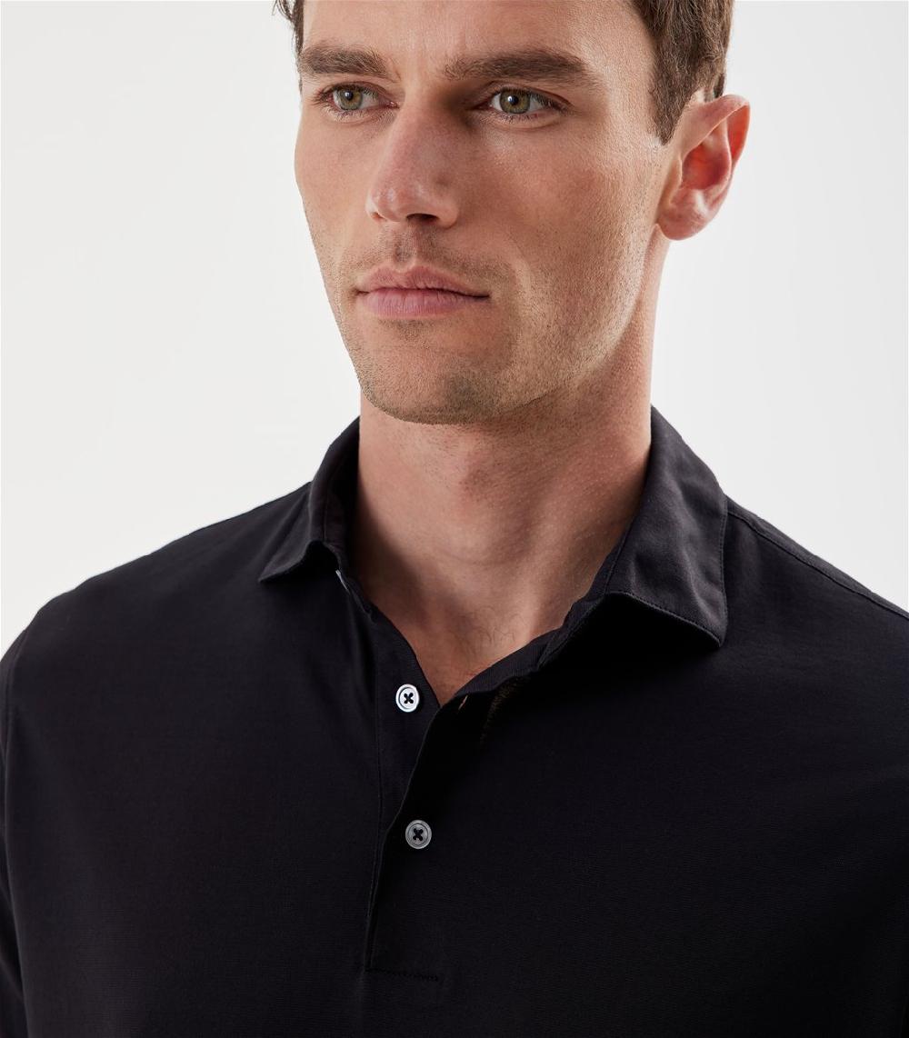 S.Moritz Polo nera da uomo in cotone crepe | S.Moritz Sito Ufficiale Affare Del Giorno