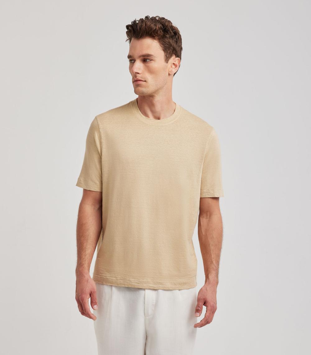 S.Moritz T-shirt beige da uomo in jersey lino | S.Moritz Sito Ufficiale In Saldo