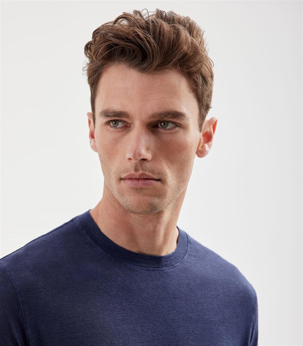 S.Moritz T-shirt indaco da uomo in jersey lino | S.Moritz Sito Ufficiale In Linea