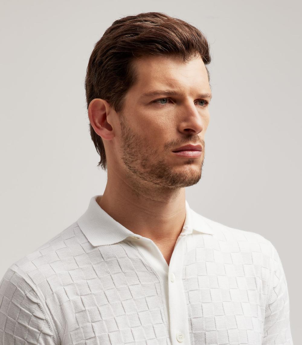 S.Moritz T-SHIRT COLLO CAMICIA PUNTO QUADRETTO - COTONE Vendita