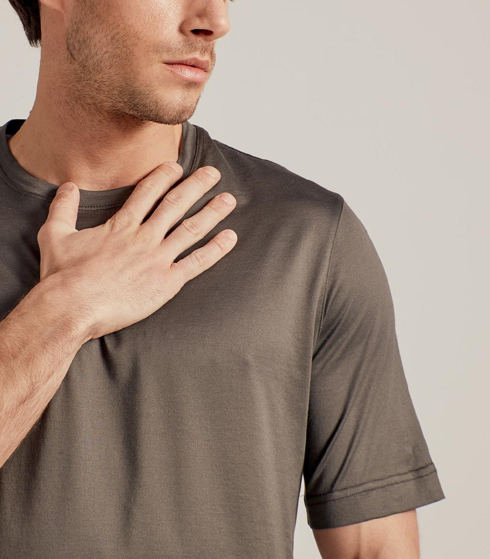 S.Moritz T-SHIRT IN COTONE SUPERFINE - VERDE MILITARE Qualità Garantita