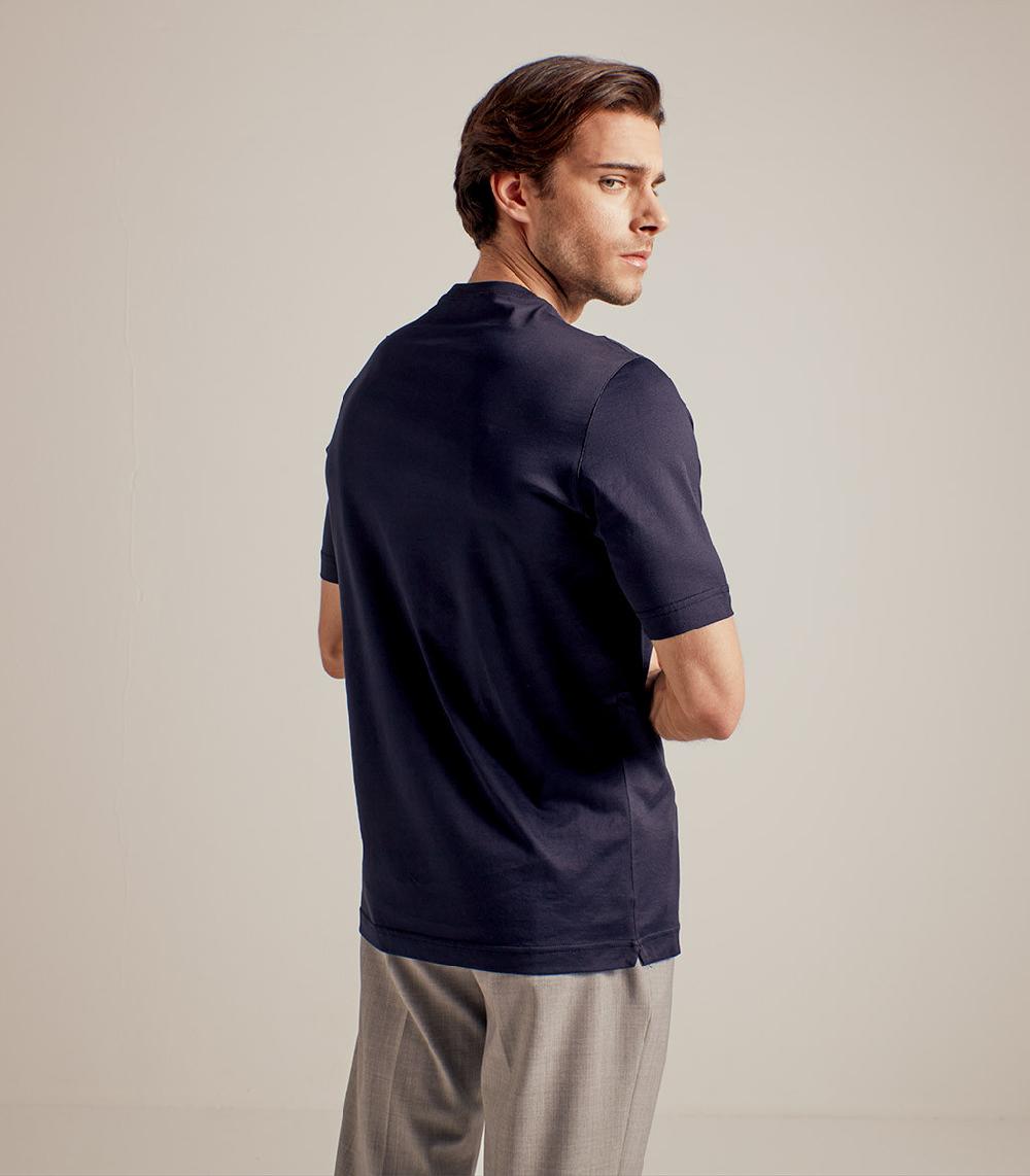 S.Moritz T-SHIRT IN COTONE SUPERFINE - BLU NAVY Negozi Online