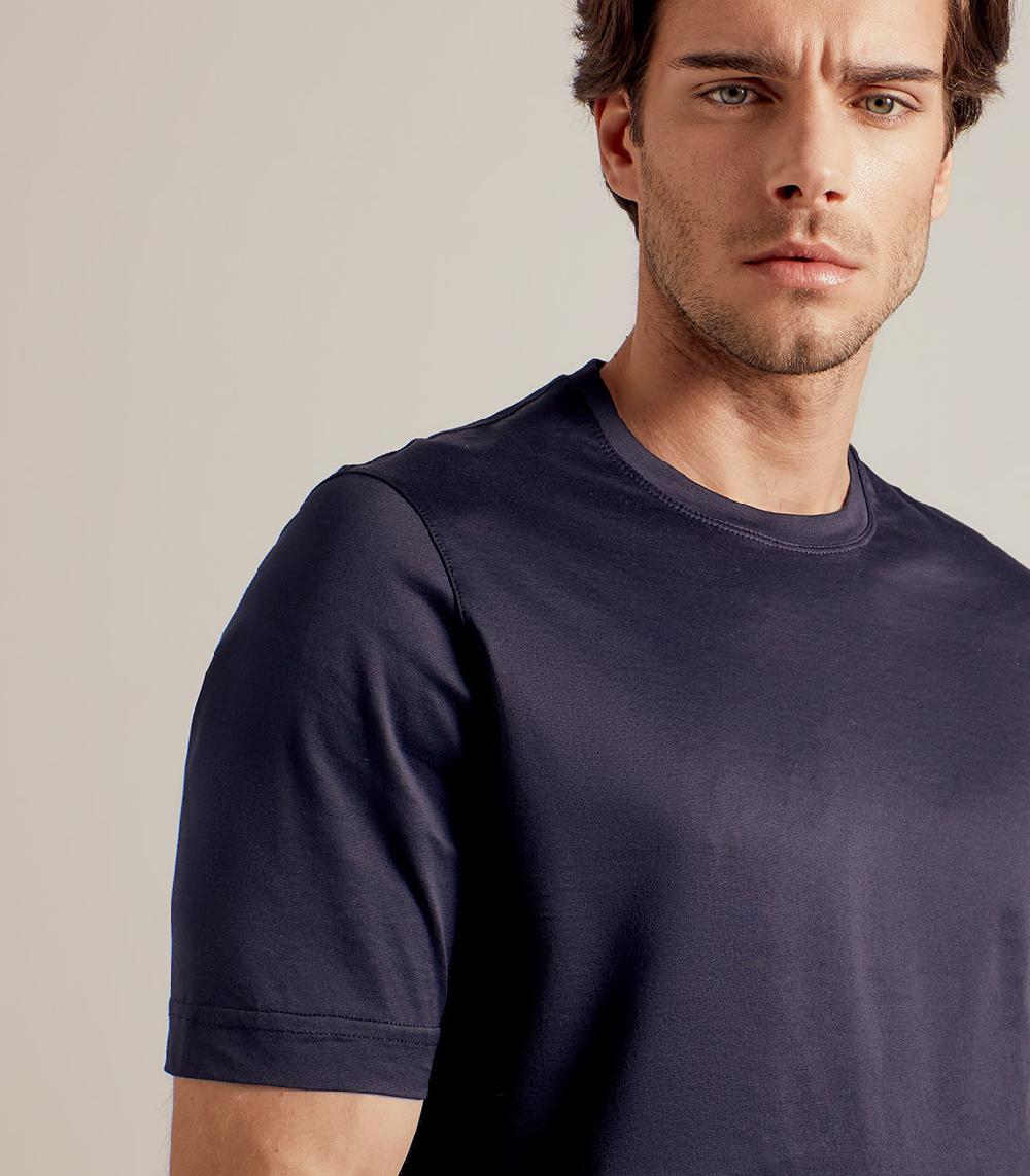 S.Moritz T-SHIRT IN COTONE SUPERFINE - BLU NAVY Negozi Online