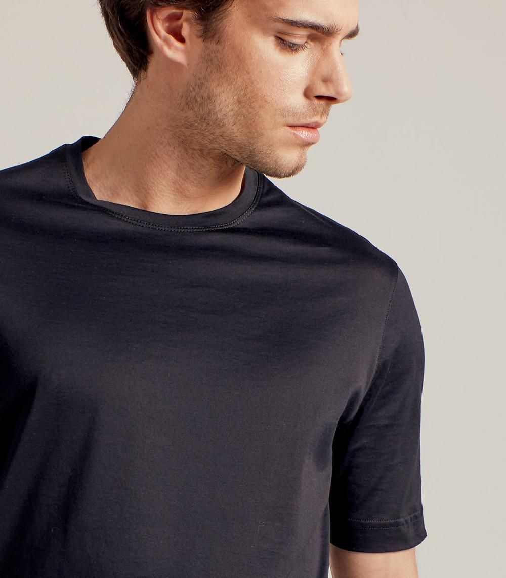 S.Moritz T-SHIRT IN COTONE SUPERFINE - NERO Consegna Veloce
