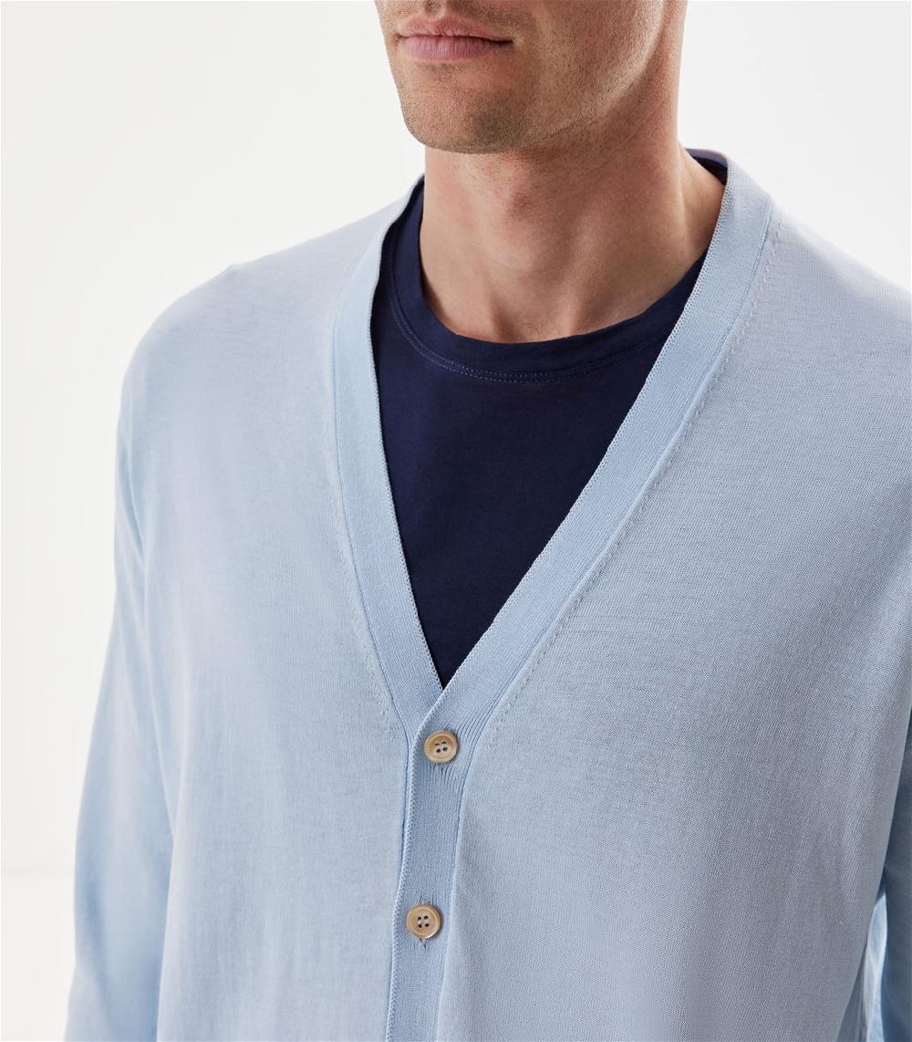 S.Moritz Cardigan da uomo in cotone blu polvere | S.Moritz Sito Ufficiale Affare Del Giorno
