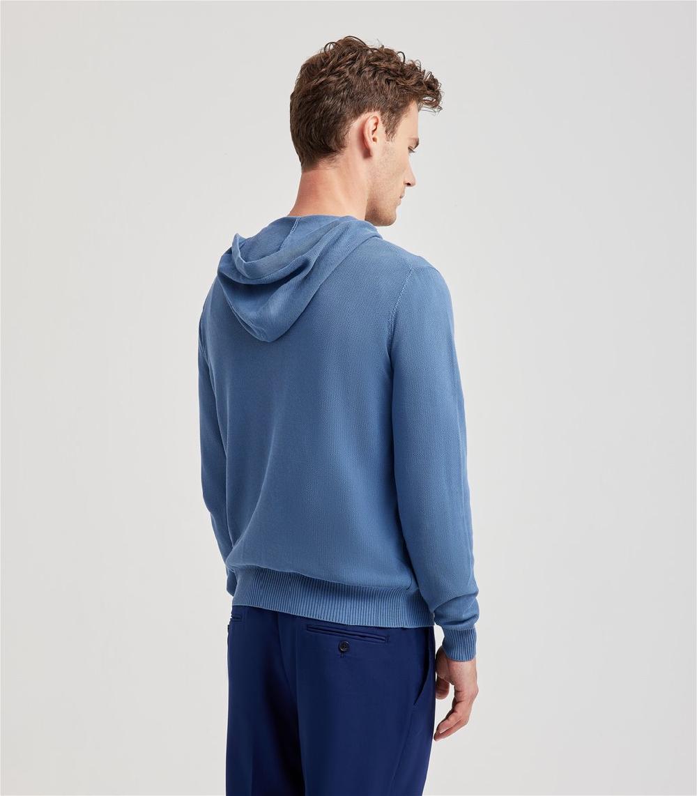 S.Moritz Felpa con cappuccio da uomo con zip blu | S.Moritz Sito Ufficiale Prezzo Ridotto