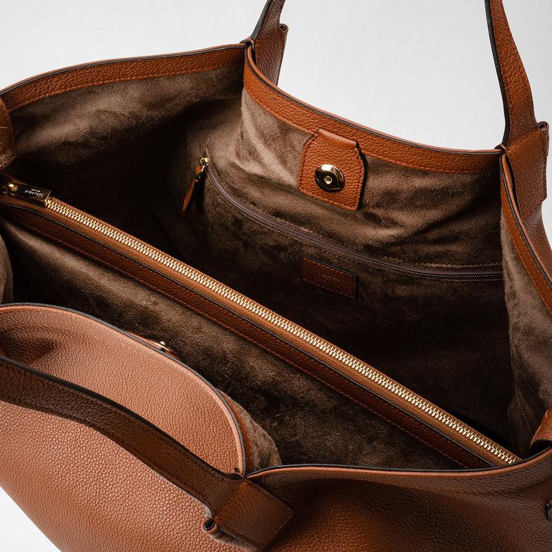 Serapian Tote bag secret in pelle rugiada cuoio Vendita Calda