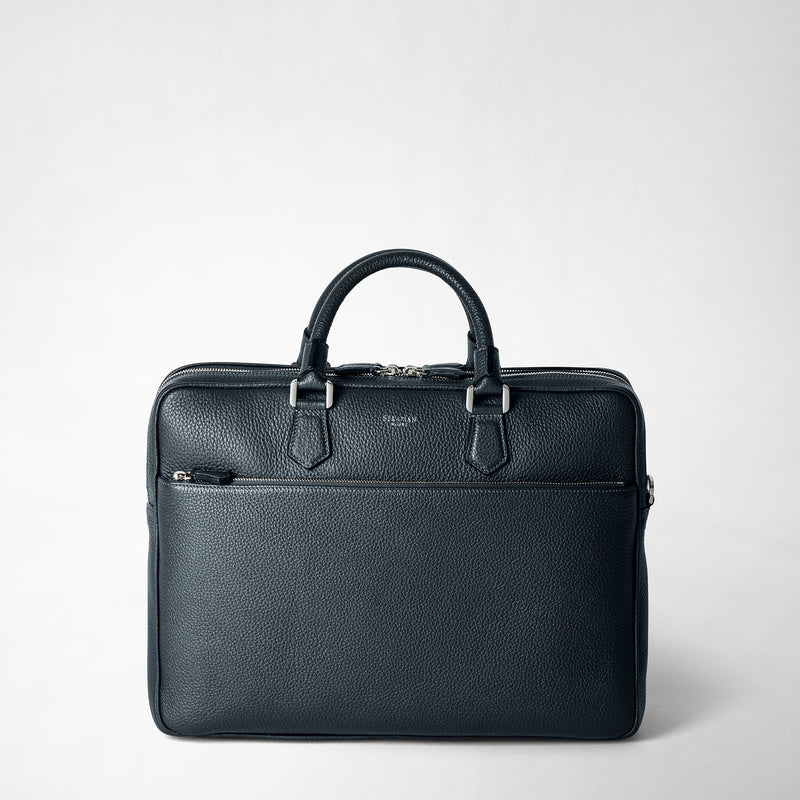 Serapian Borsa business grande in pelle cachemire blu navy 2025