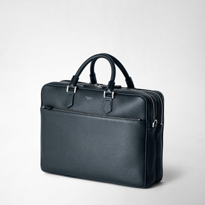 Serapian Borsa business grande in pelle cachemire blu navy 2025