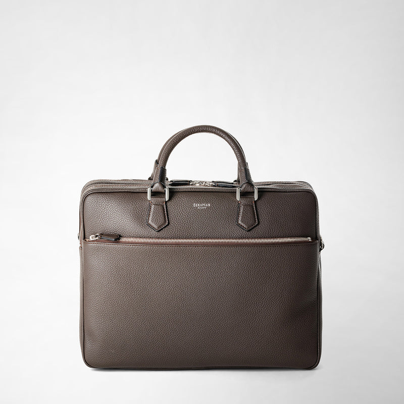 Serapian Borsa business grande in pelle cachemire espresso Italia