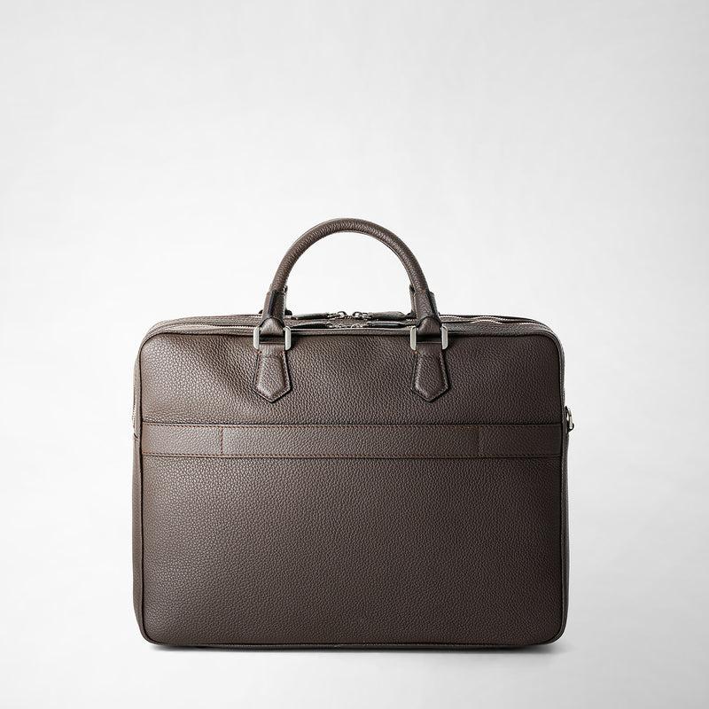 Serapian Borsa business grande in pelle cachemire espresso Italia