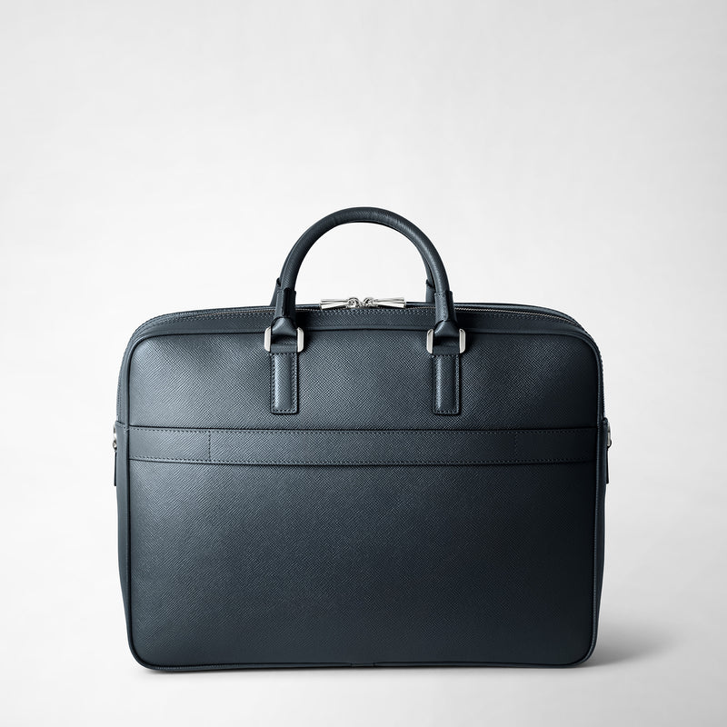 Serapian Borsa business doppio scomparto pelle evoluzione blu Qualità