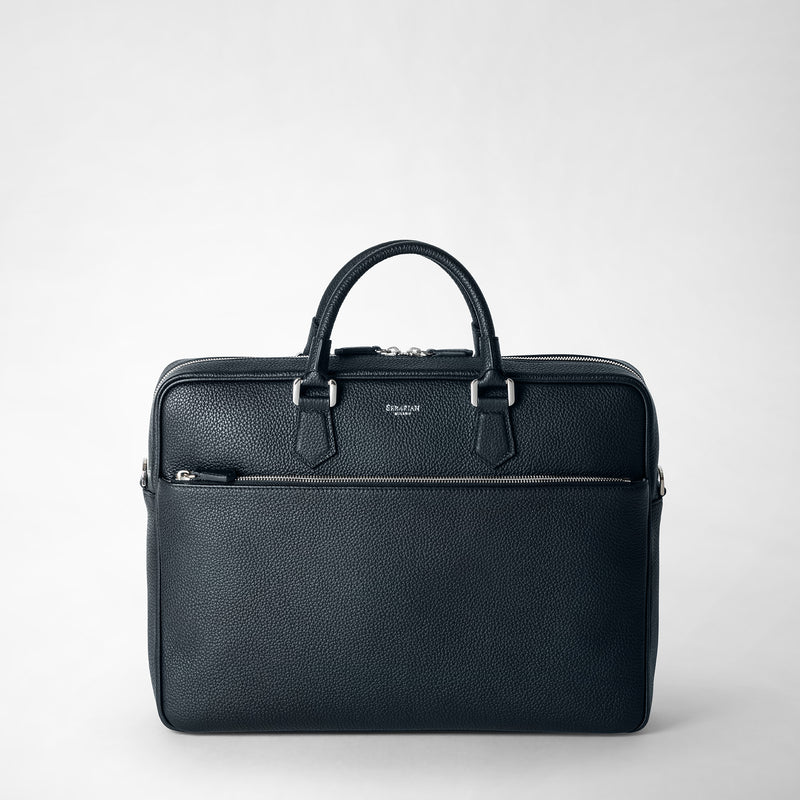 Serapian Borsa business slim in pelle cachemire blu navy Pezzi Unici