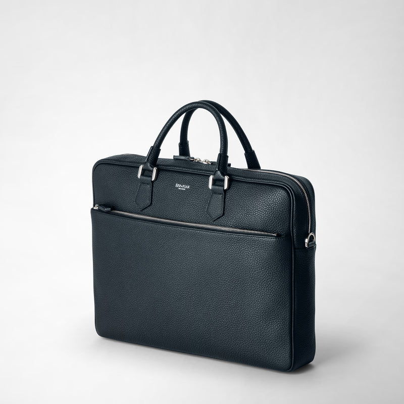 Serapian Borsa business slim in pelle cachemire blu navy Pezzi Unici