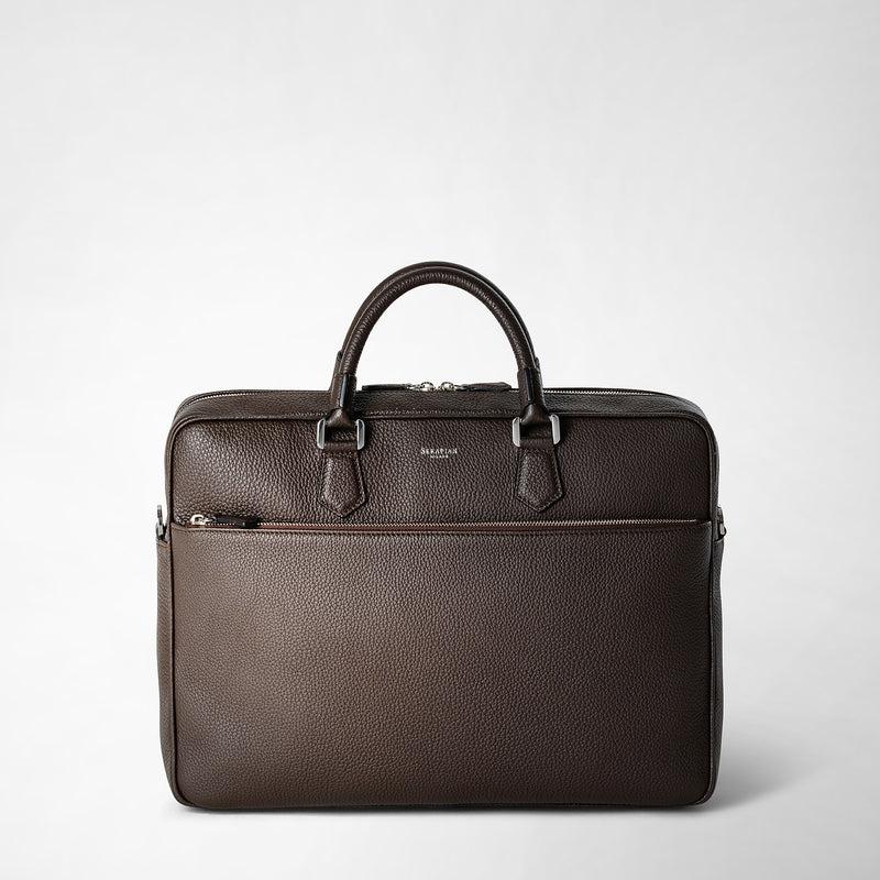 Serapian Borsa business slim in pelle cachemire espresso Soddisfazione Garantita