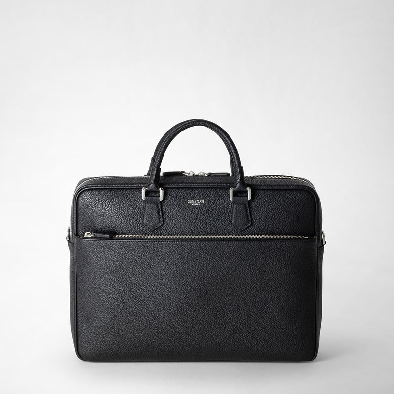 Serapian Borsa business slim in pelle cachemire nero Qualità Garantita