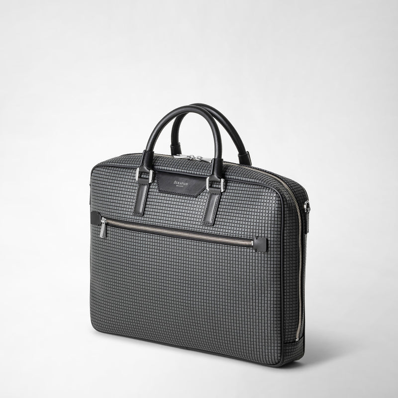 Serapian Borsa business slim in stepan asfalto-nero Consegna Veloce