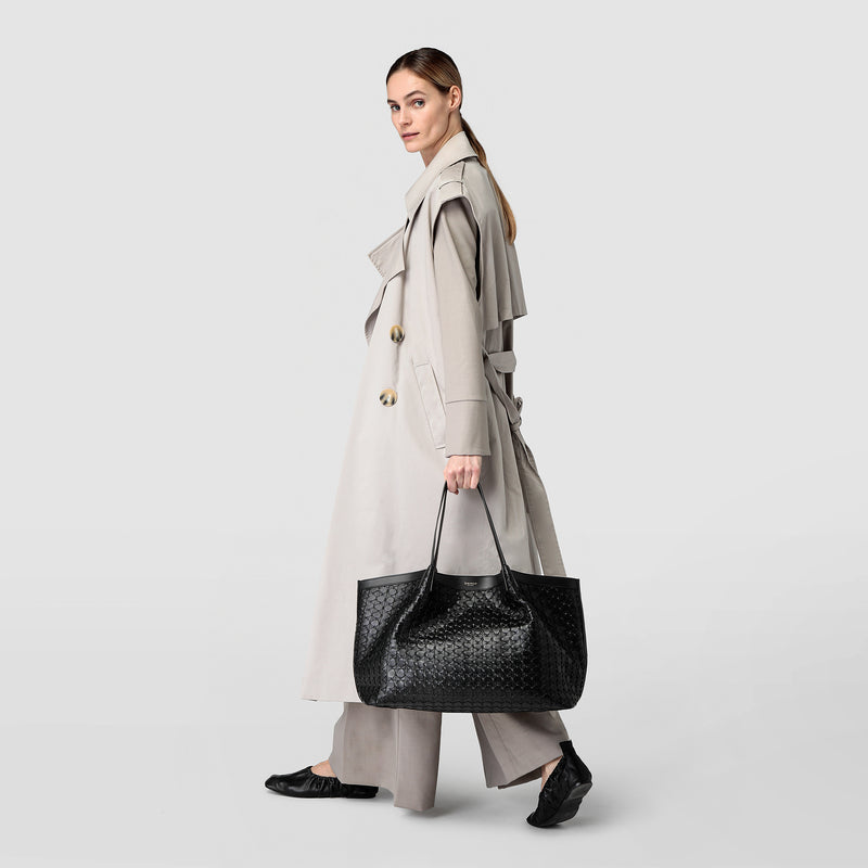 Serapian Tote bag secret in mosaico nero Convenienza