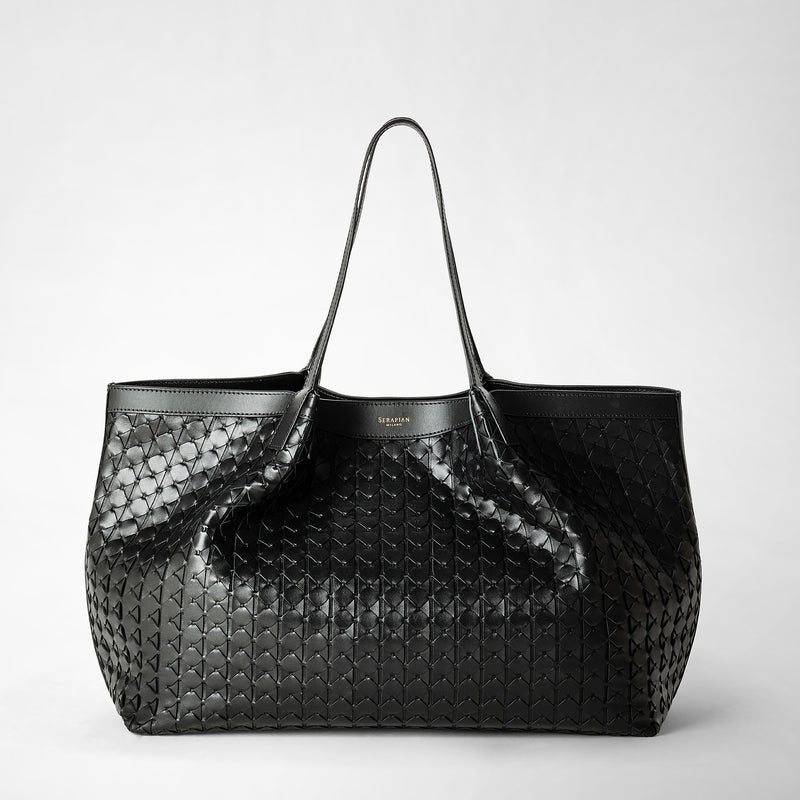 Serapian Tote bag secret in mosaico nero Convenienza