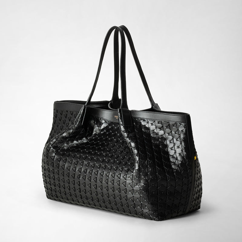 Serapian Tote bag secret in mosaico nero Convenienza