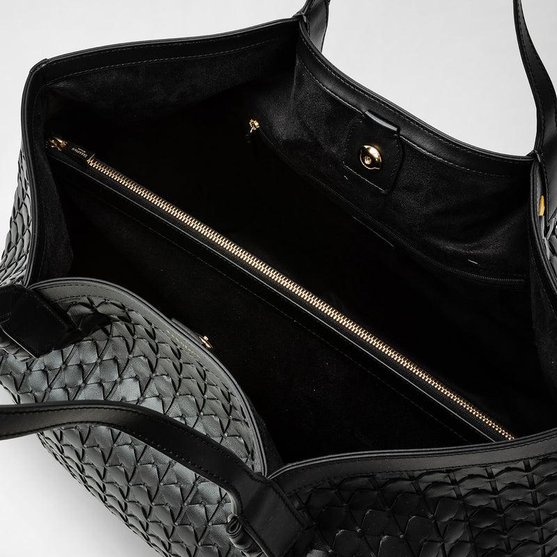 Serapian Tote bag secret in mosaico nero Convenienza