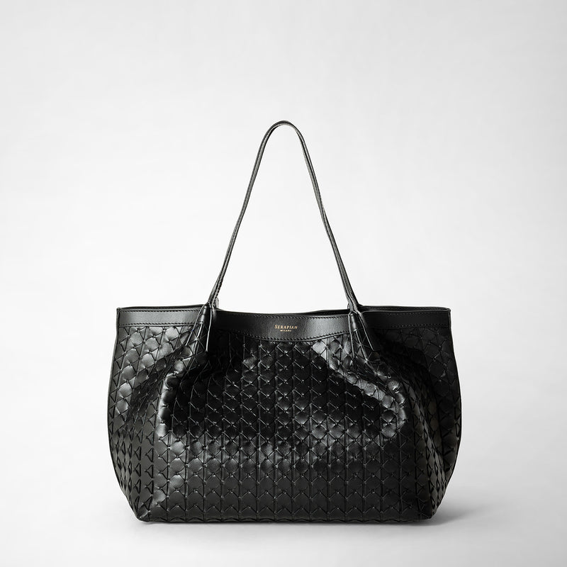 Serapian Tote bag secret piccola in mosaico nero Online