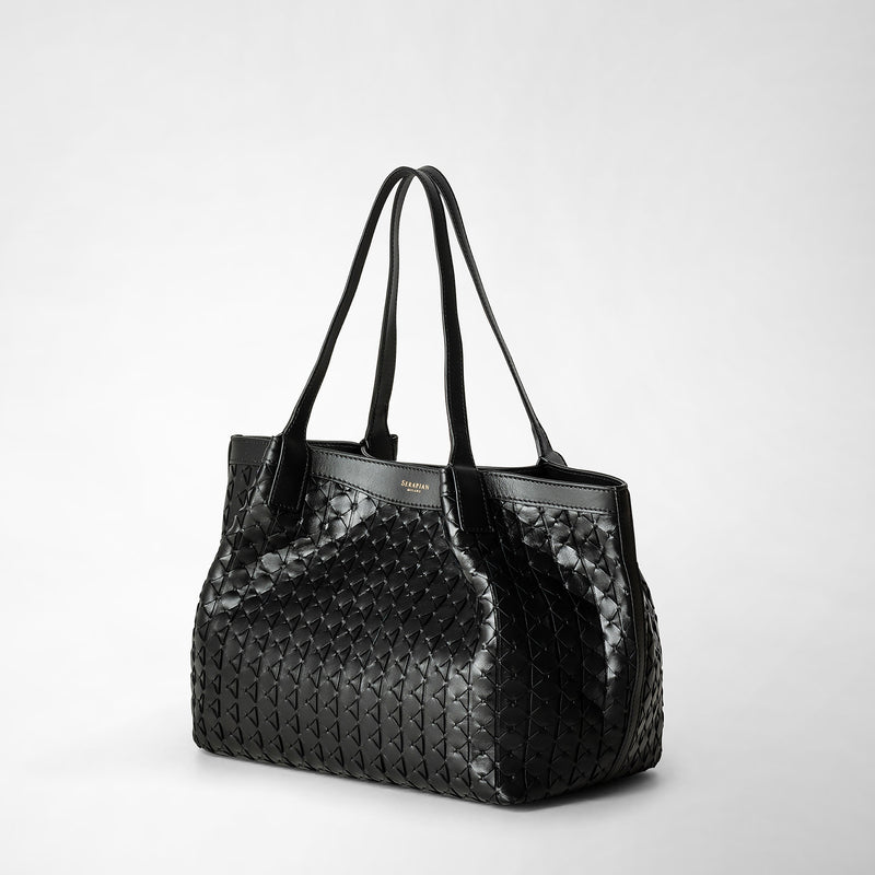 Serapian Tote bag secret piccola in mosaico nero Online