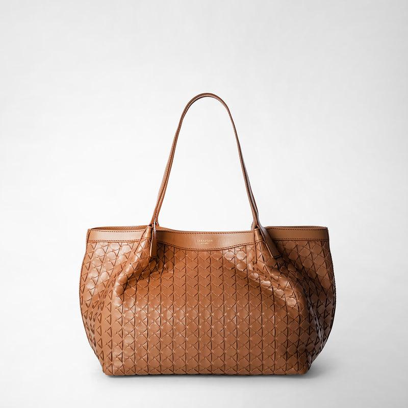 Serapian Small secret tote bag in mosaico tan In Vendita