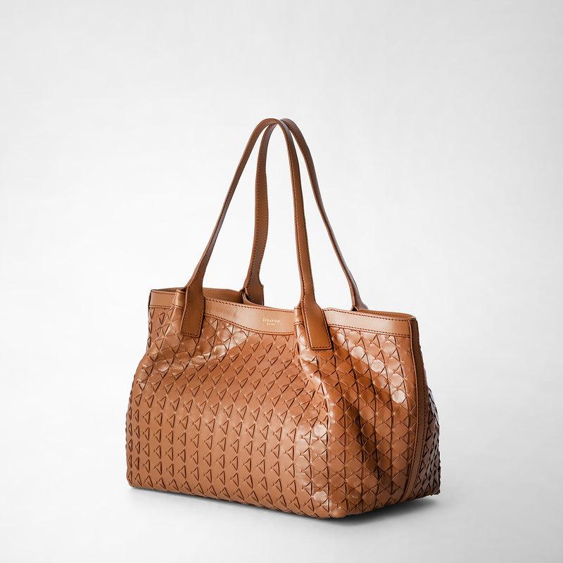 Serapian Small secret tote bag in mosaico tan In Vendita