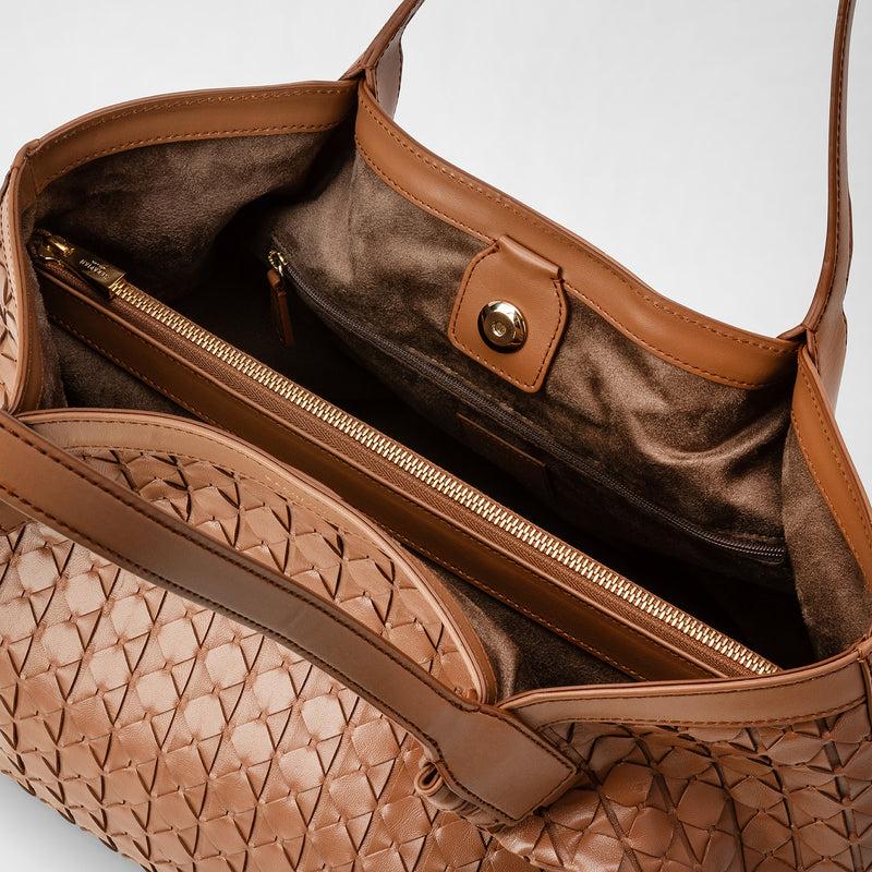 Serapian Small secret tote bag in mosaico tan In Vendita