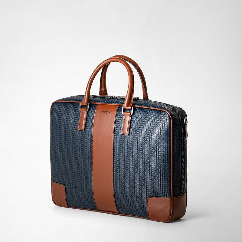 Serapian Borsa business slim in stepan blu oceano-cuoio Vendita Economica