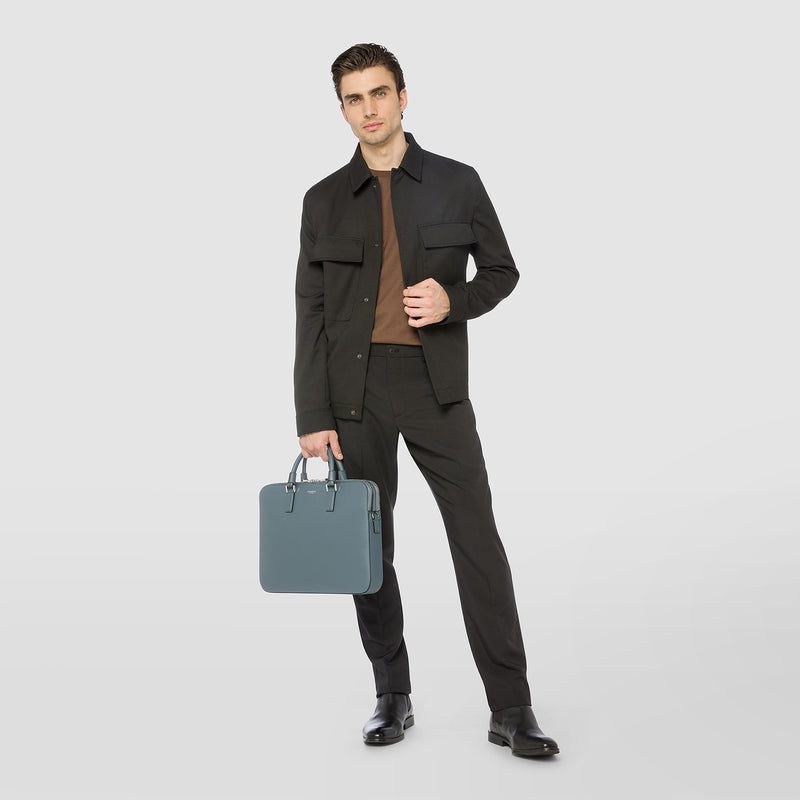 Serapian BORSA BUSINESS SLIM CON DOPPIA ZIP IN PELLE EVOLUZIONE I Più Venduti