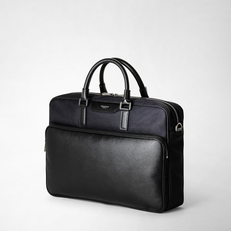 Serapian Briefcase recycled twill in evoluzione eclipse black Vendite Flash